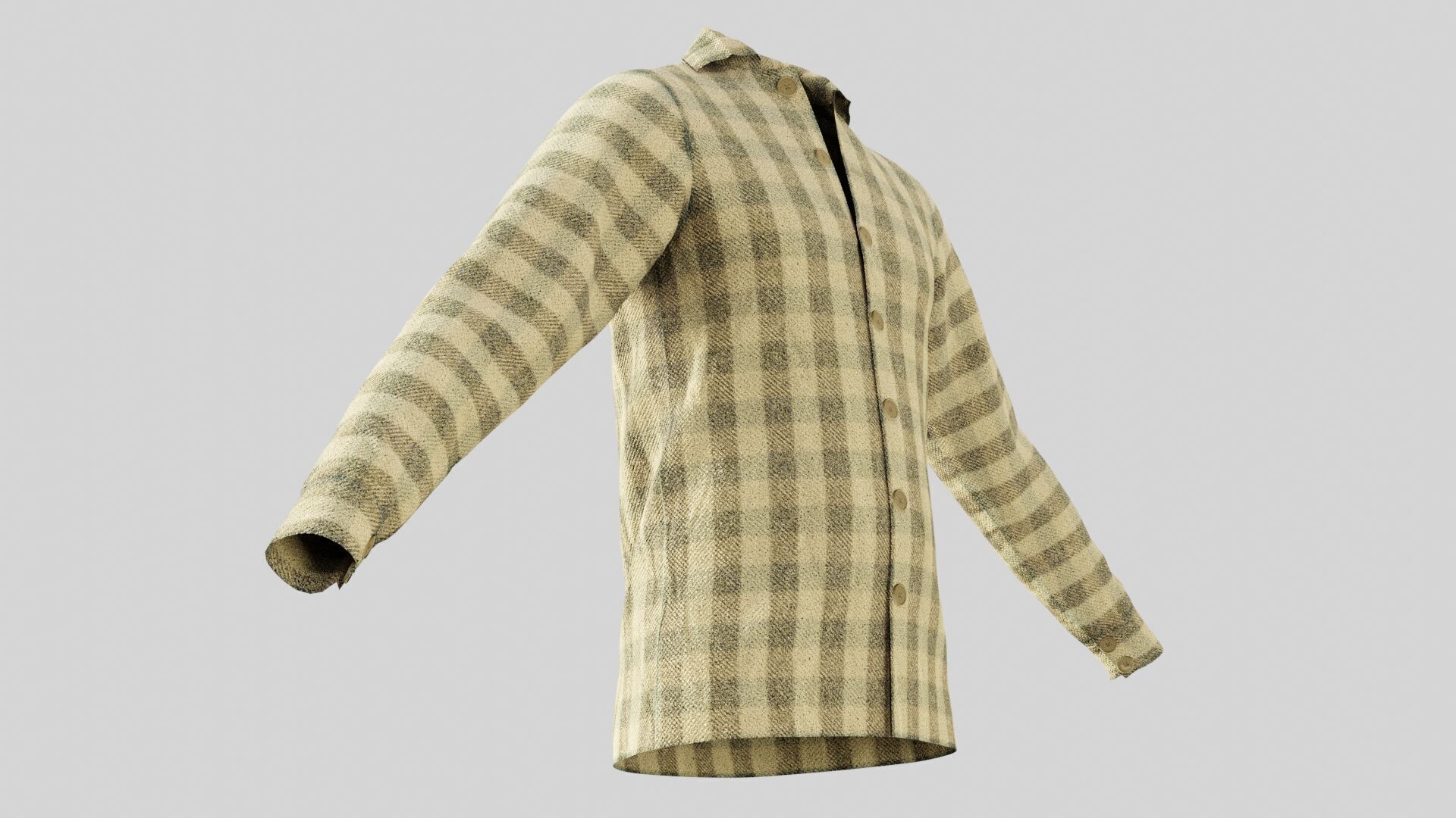 Light Yellow Fannel Checkered Low-poly 3D model_5