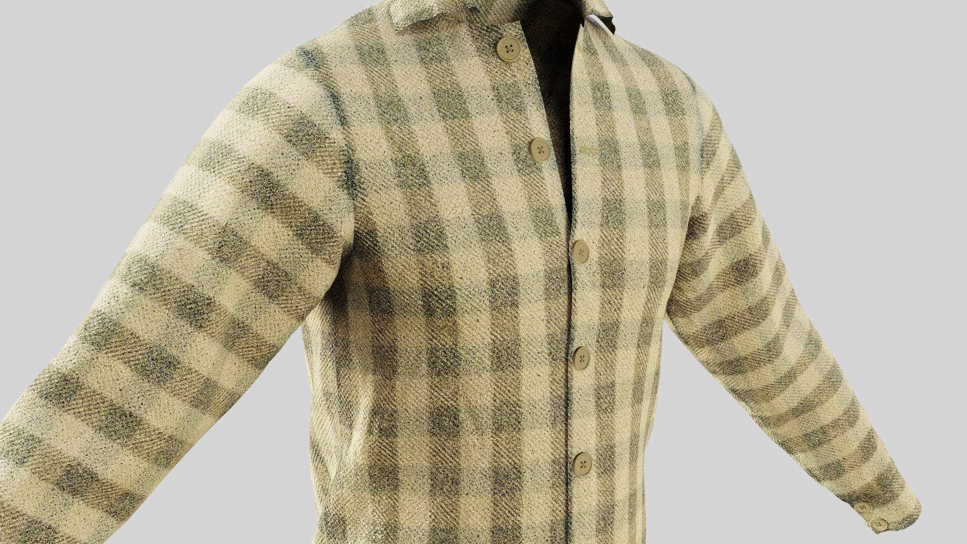 Light Yellow Fannel Checkered Low-poly 3D model_4