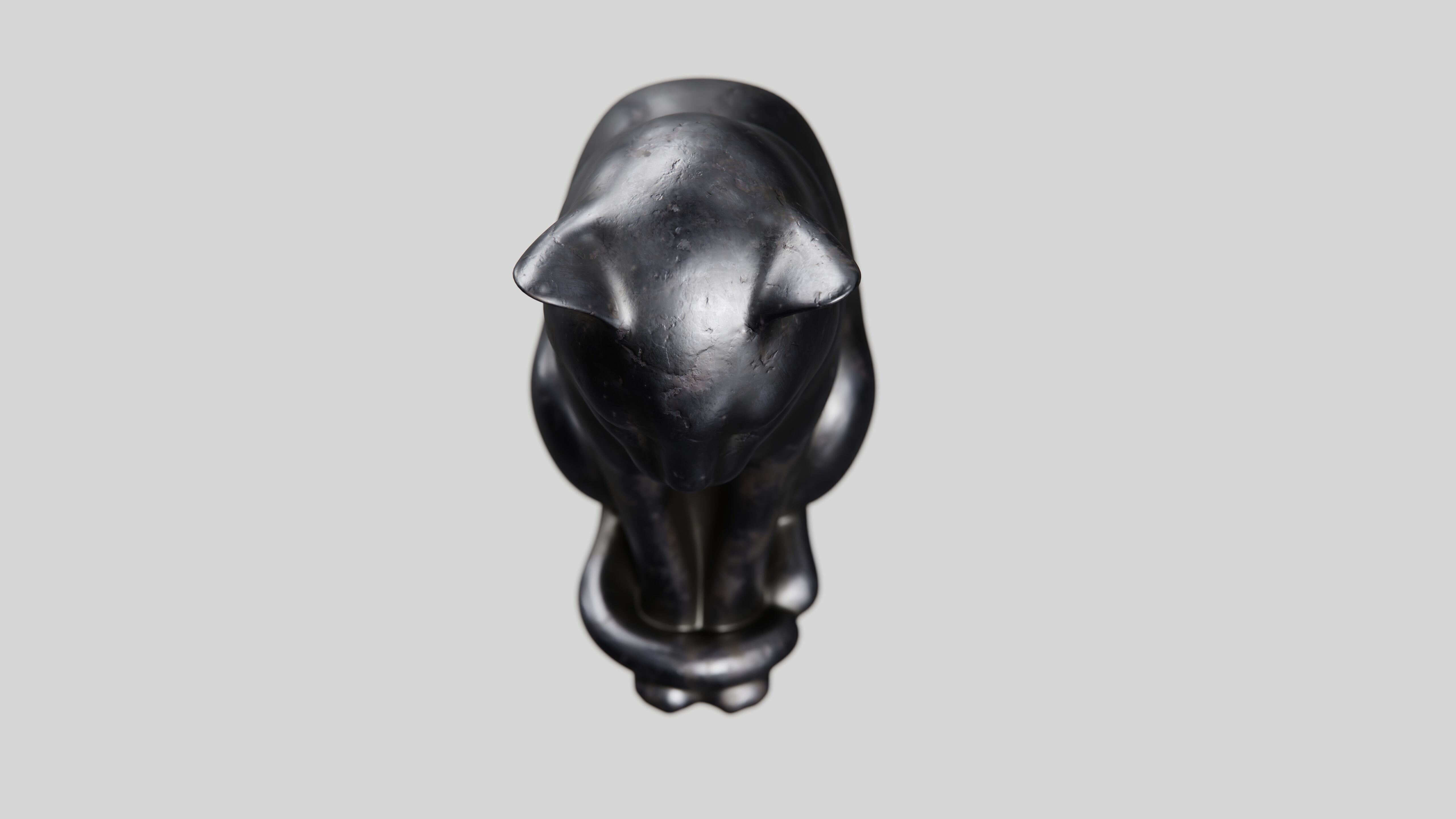 Cat Statuette 3D model_7