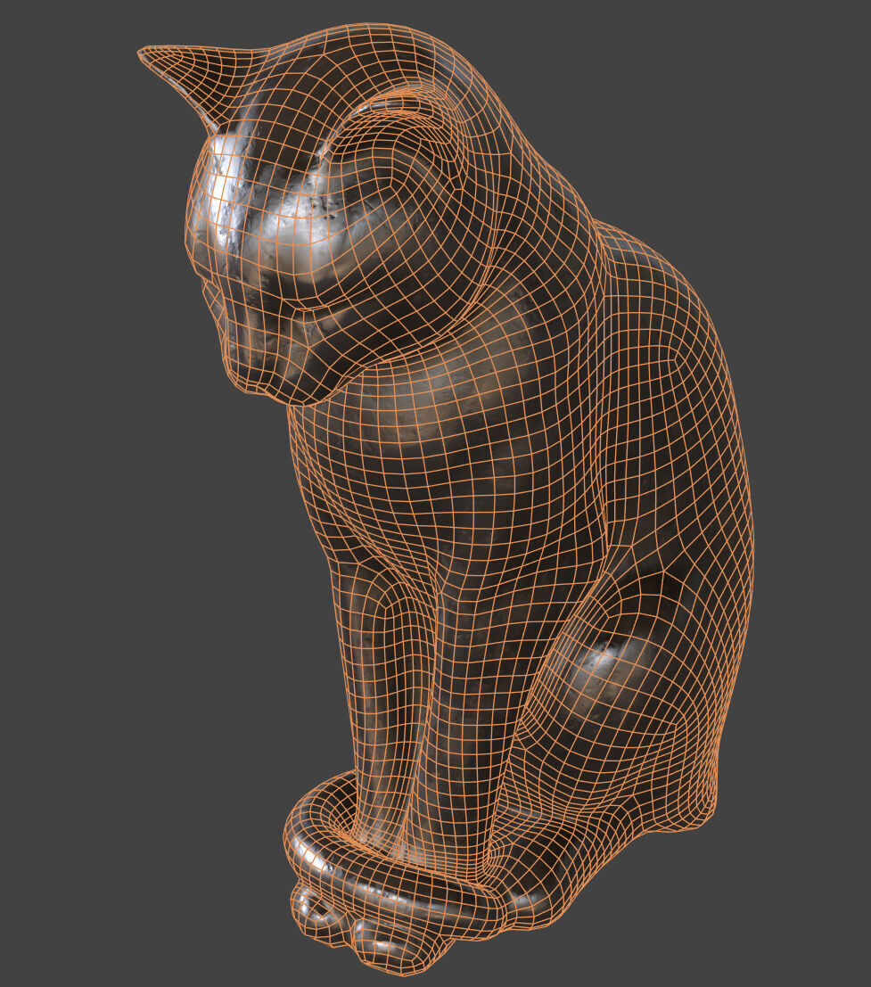 Cat Statuette 3D model_15