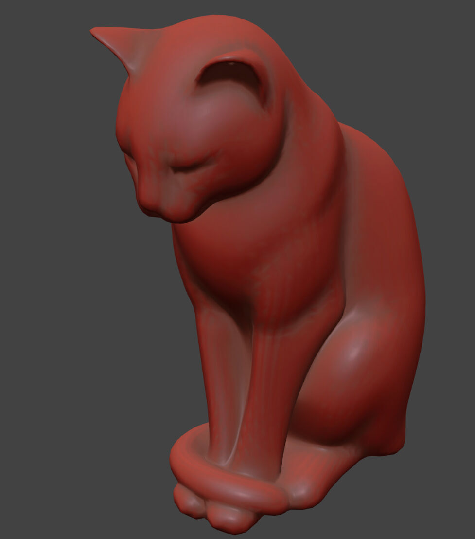 Cat Statuette 3D model_16