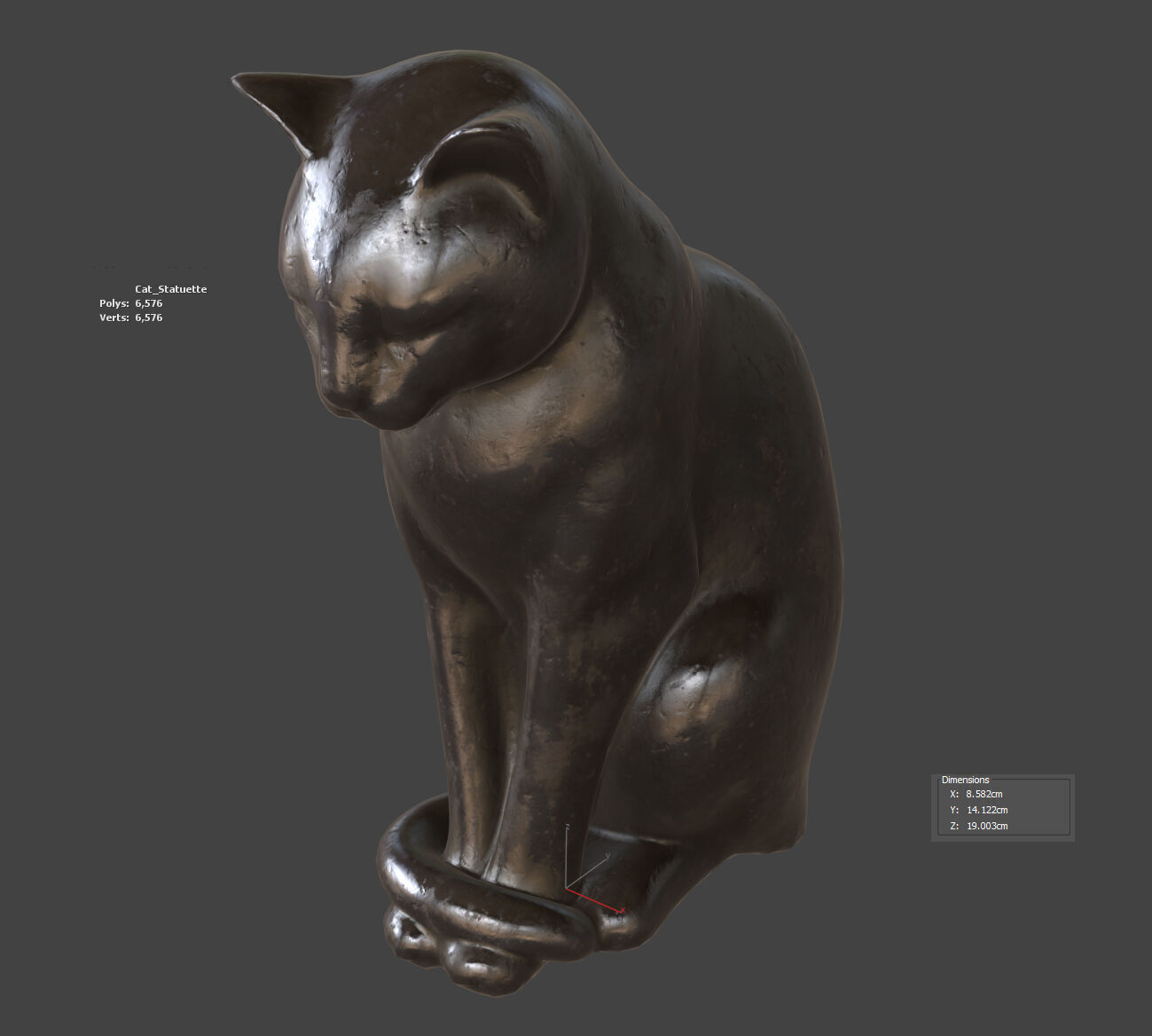 Cat Statuette 3D model_14