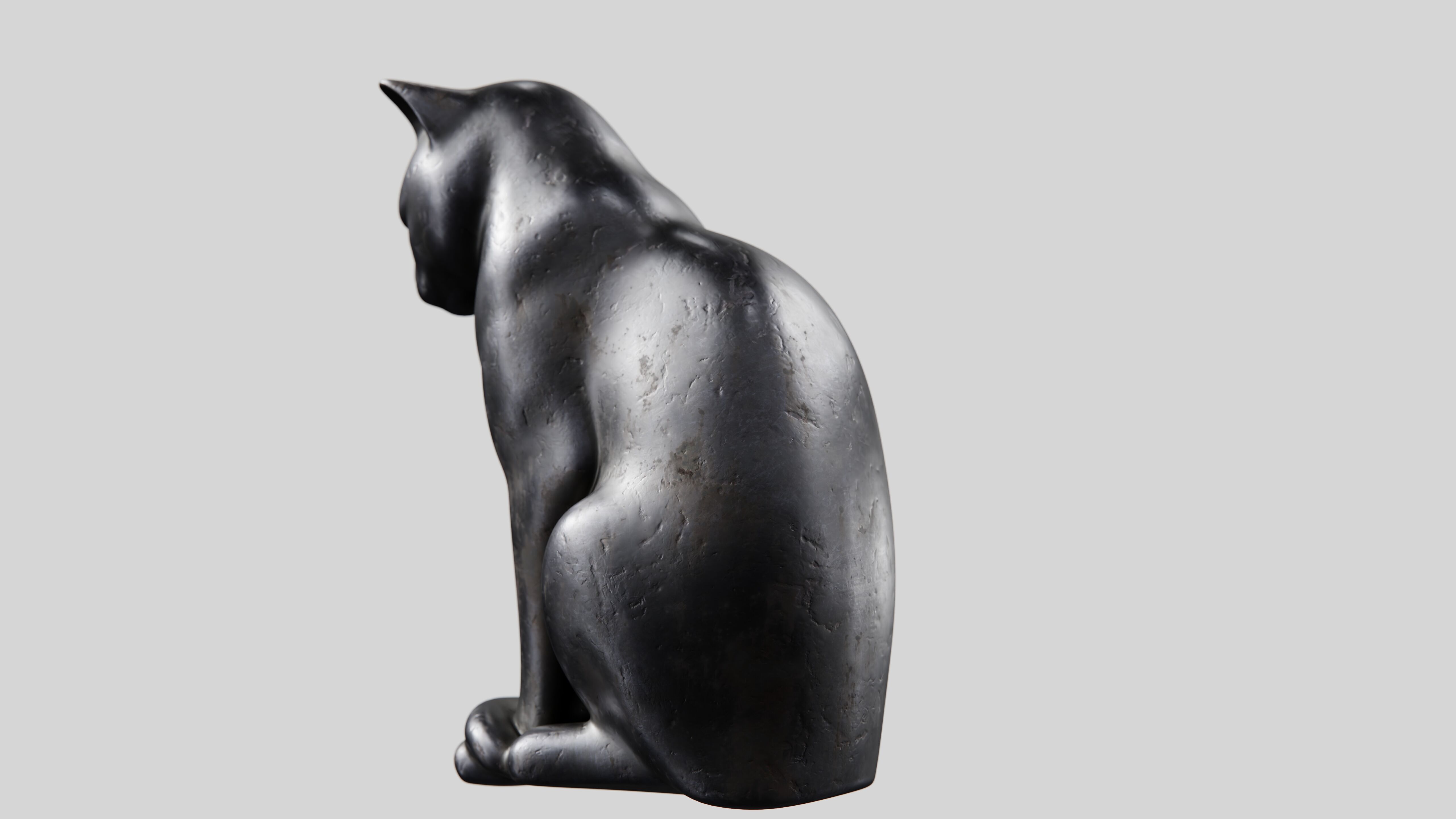 Cat Statuette 3D model_5