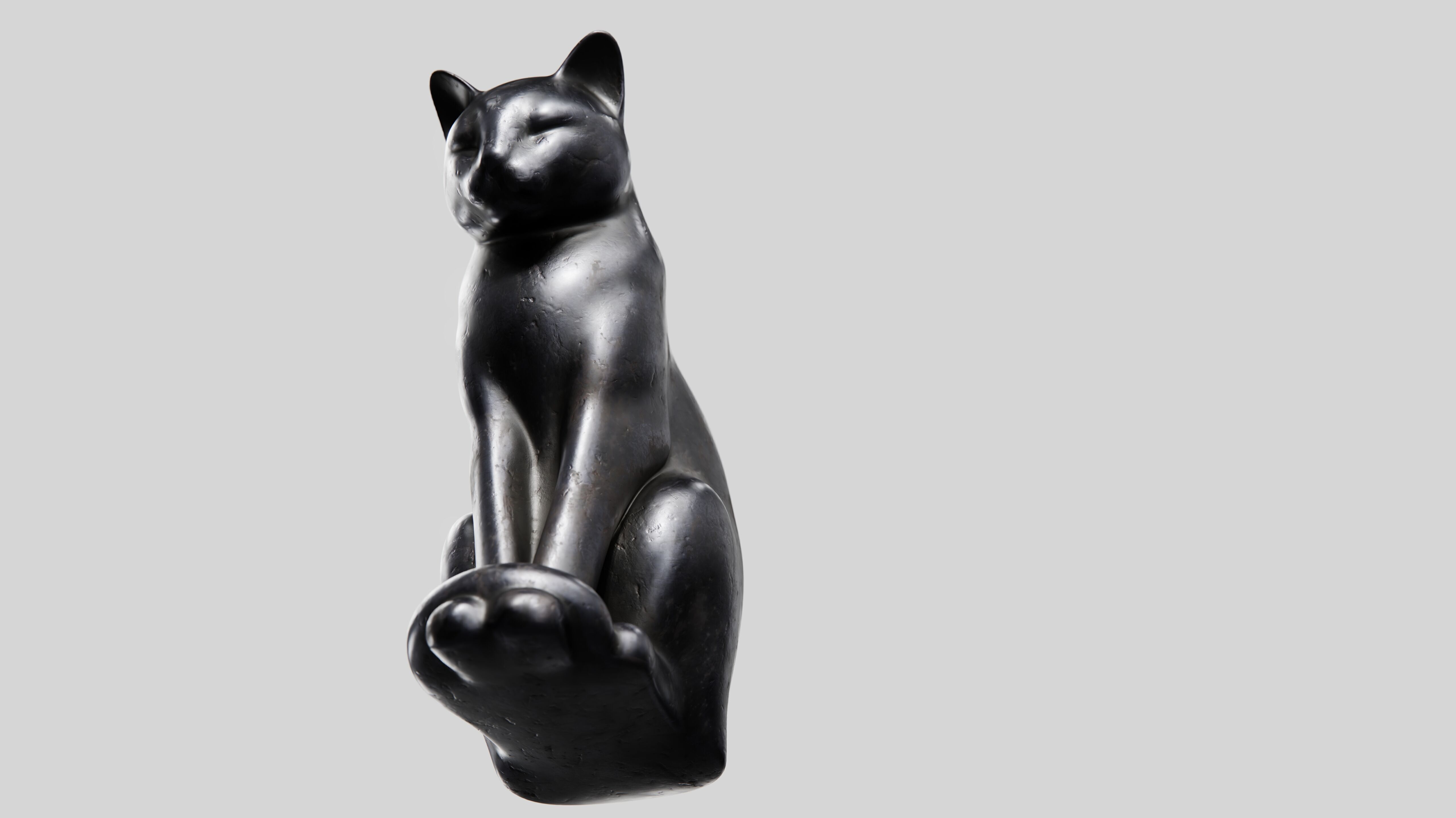 Cat Statuette 3D model_6