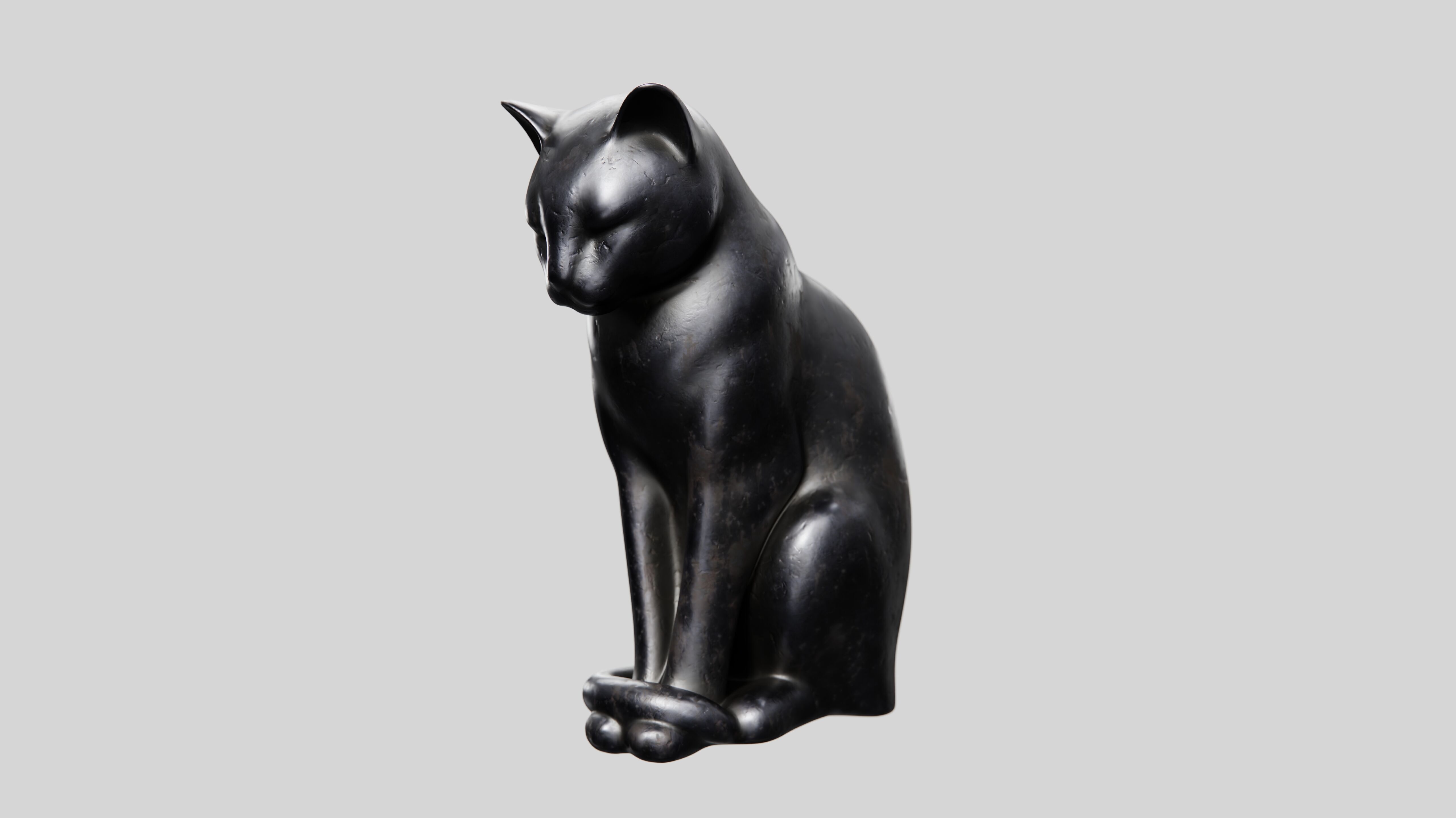Cat Statuette 3D model_0