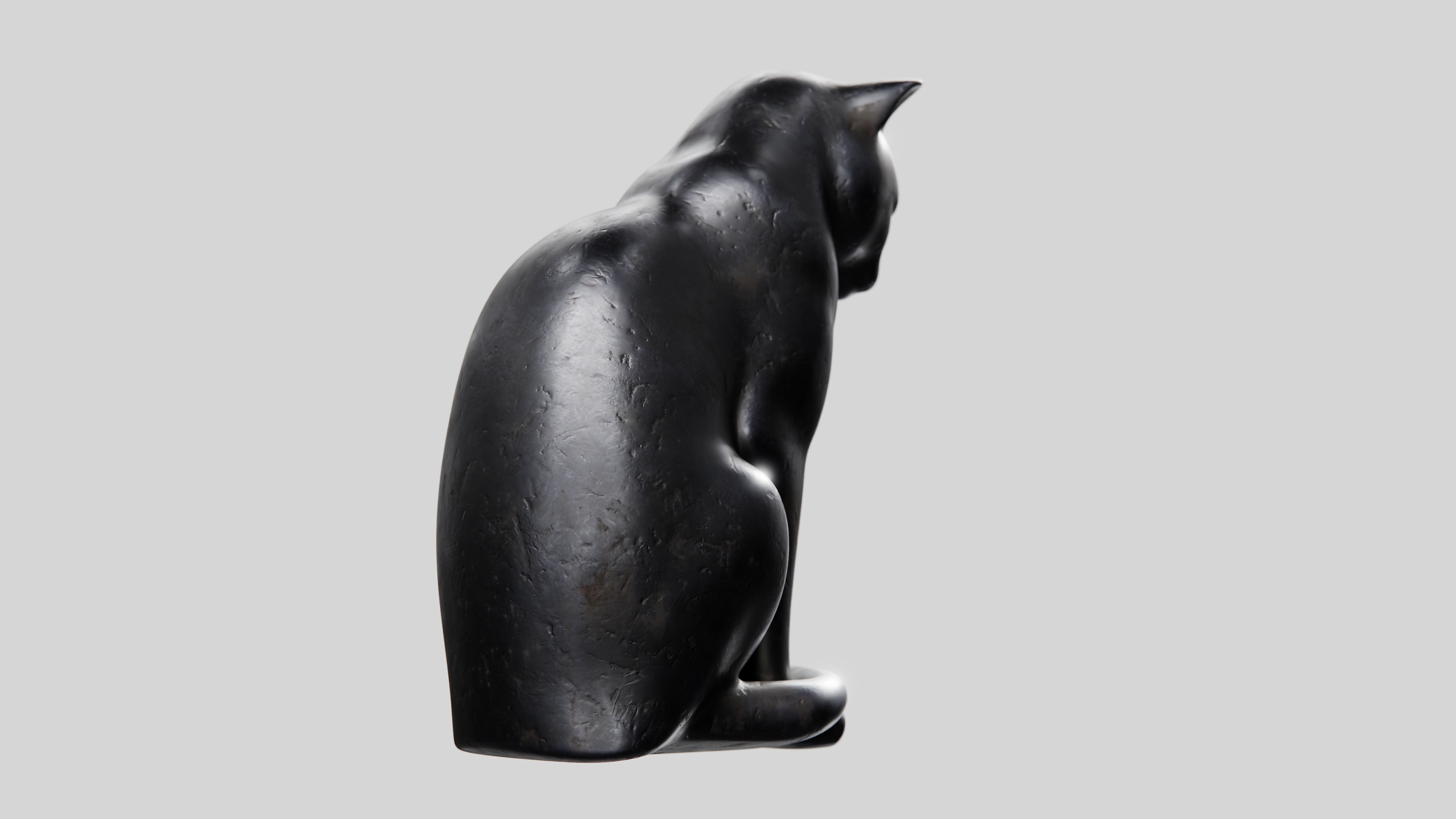 Cat Statuette 3D model_3