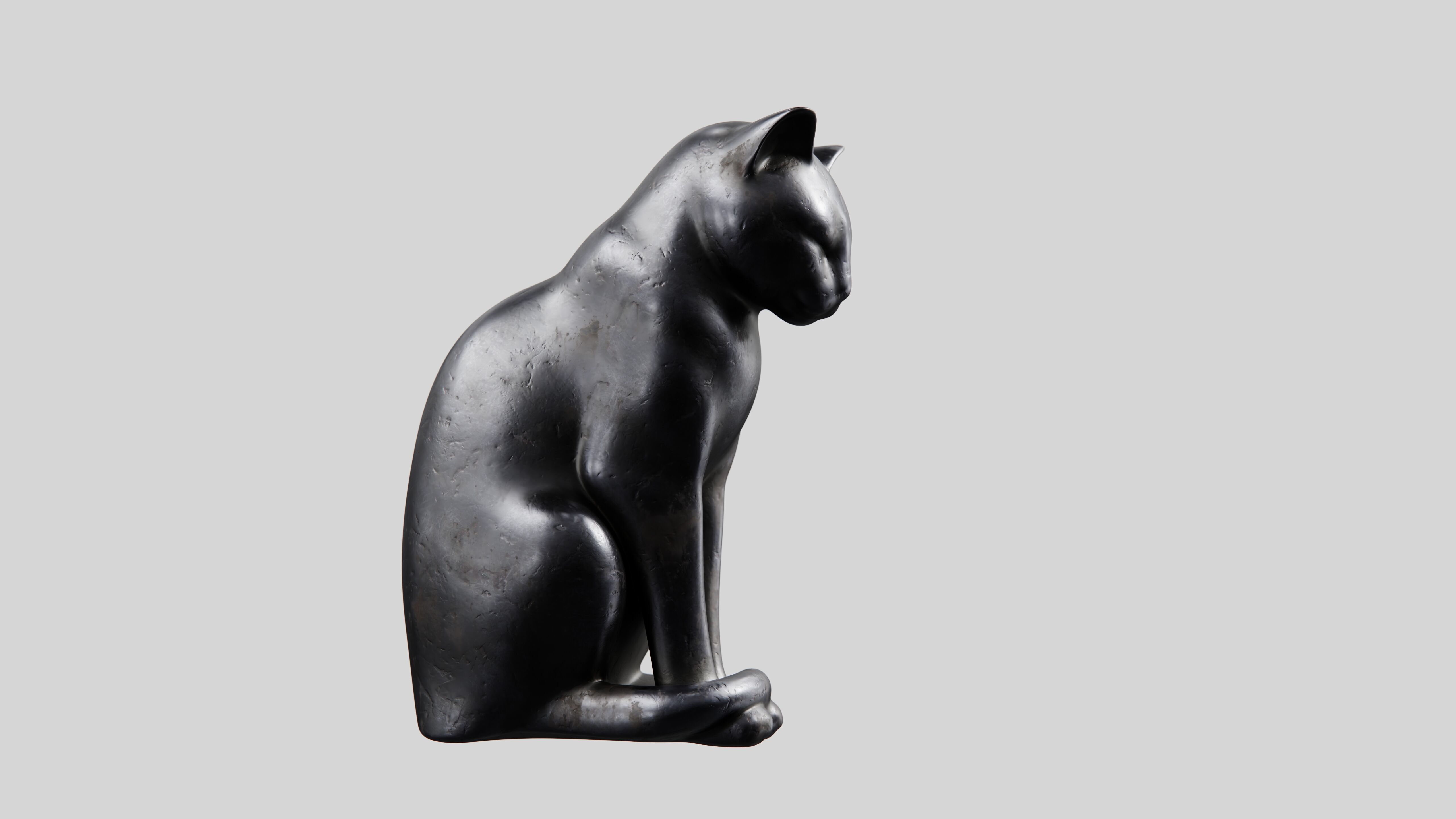 Cat Statuette 3D model_2