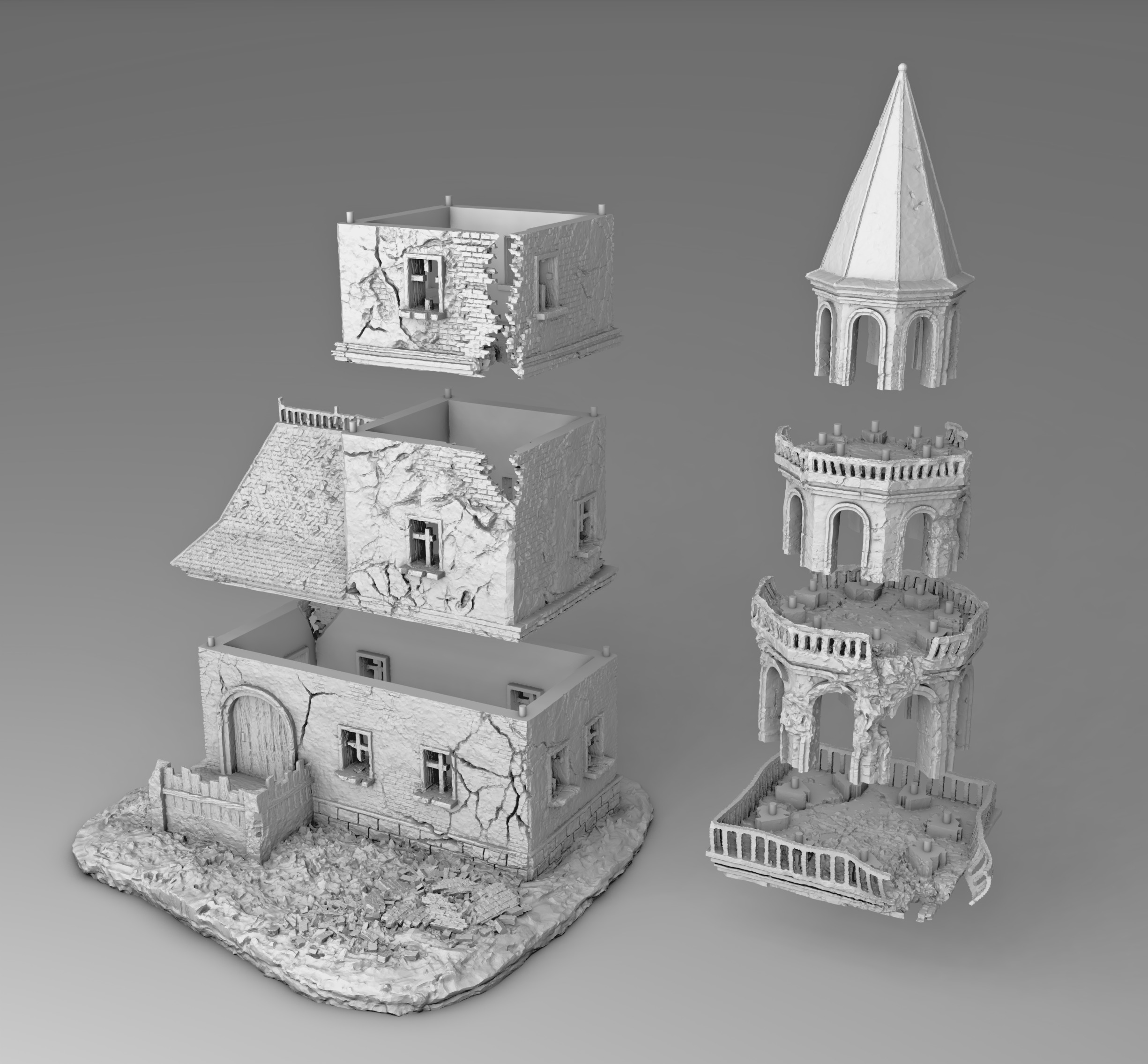 The old ruined tower 3D print model_2
