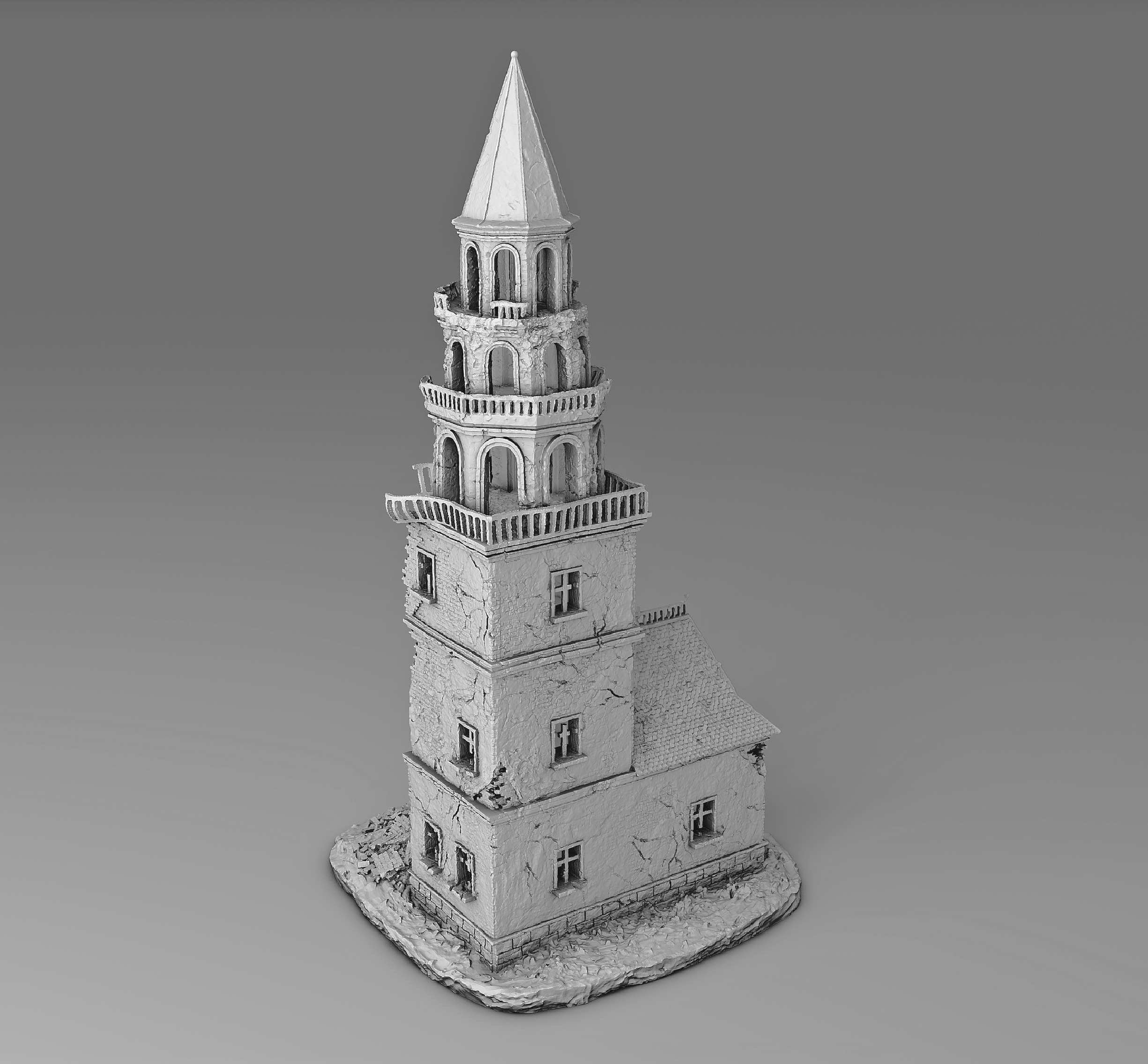 The old ruined tower 3D print model_1