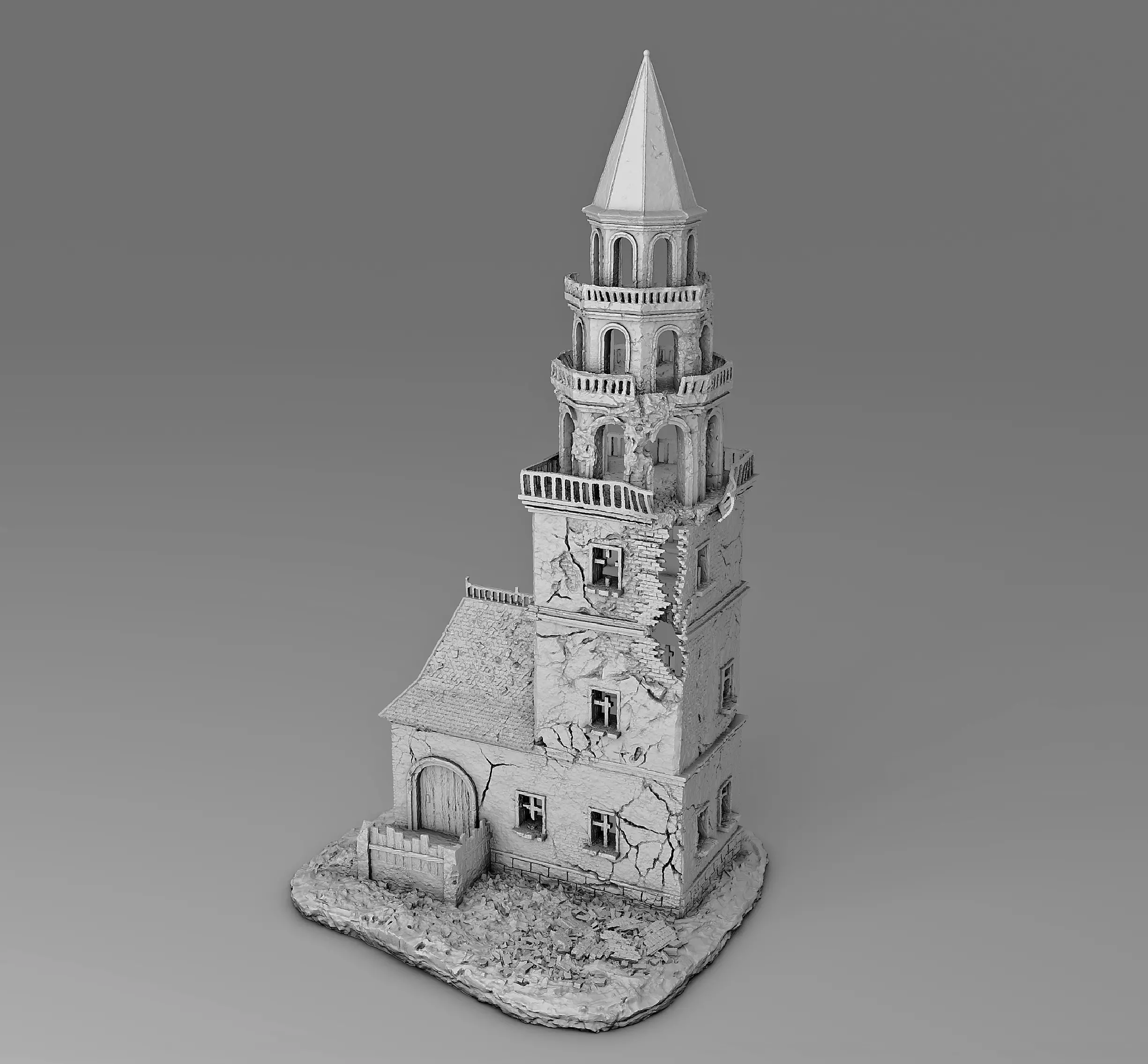 The old ruined tower 3D print model_0