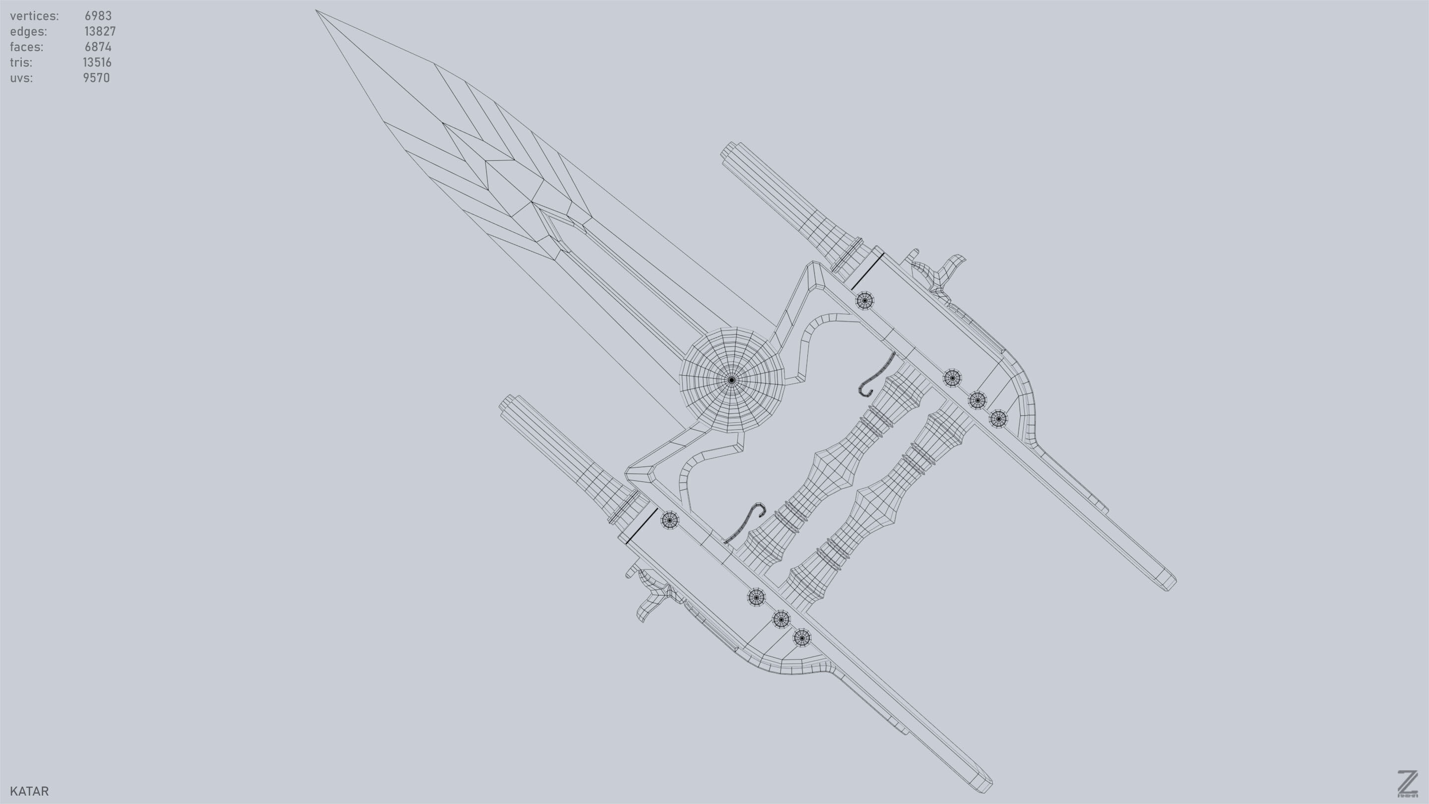 Katar Low-poly 3D model_10