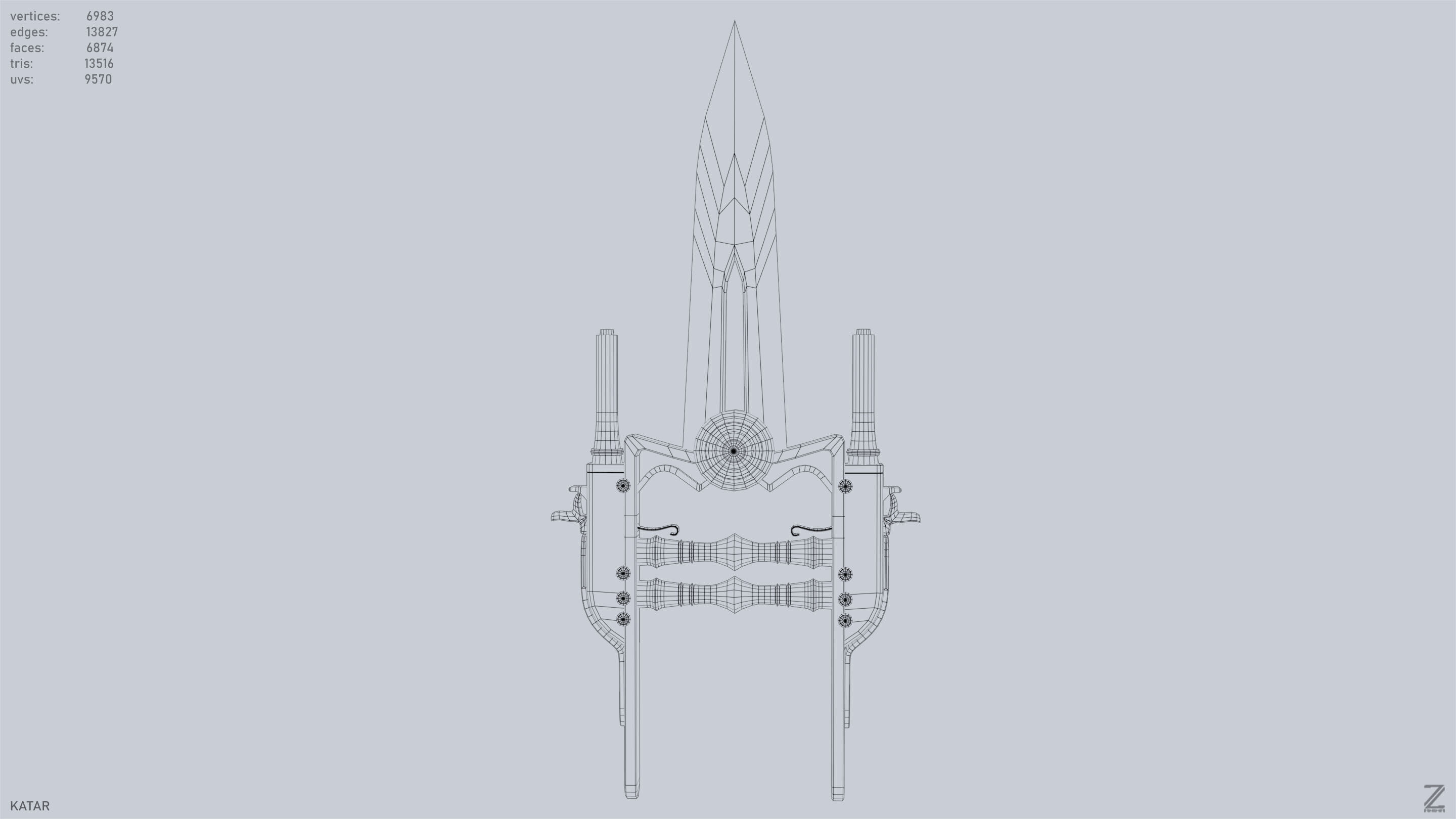 Katar Low-poly 3D model_9