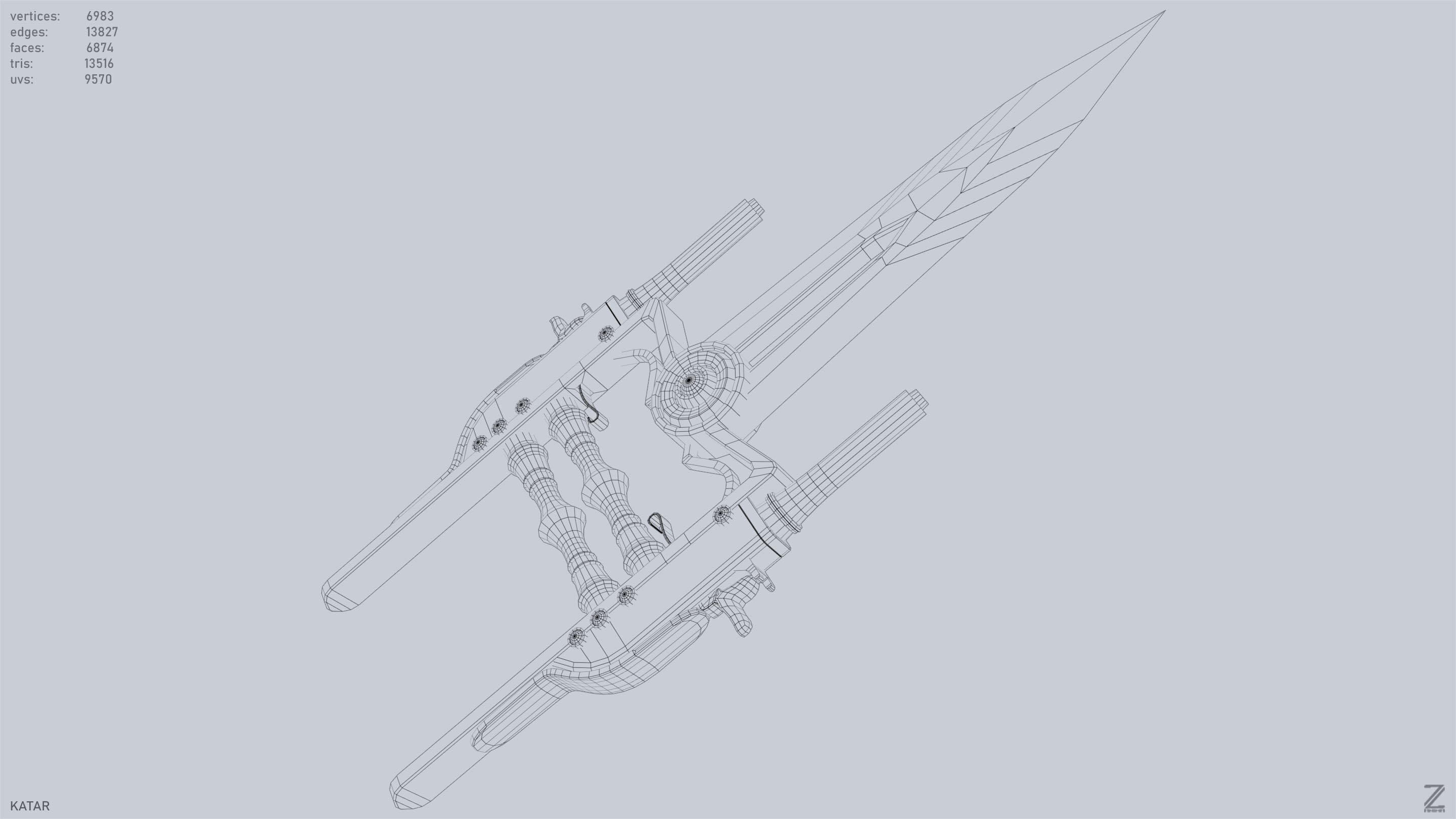 Katar Low-poly 3D model_15