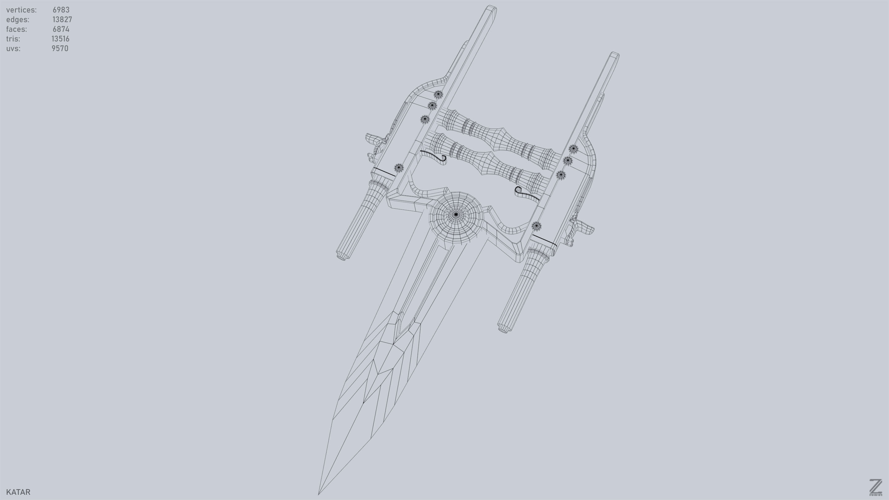 Katar Low-poly 3D model_14