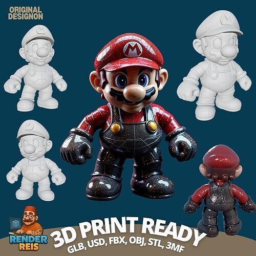 Icon of Video Games in 3D Detailed Super Mario Figure Model 3D print model