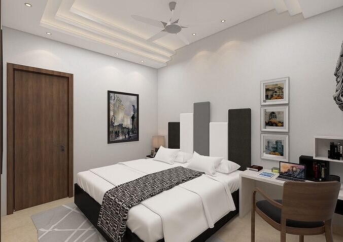 MODERN KIDS AND GUEST BEDROOM SKETCHUP VRAY SCENE DS001 3D model