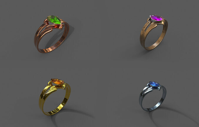 High-Quality 3D Ring Model Pack 4 Low-poly 3D model