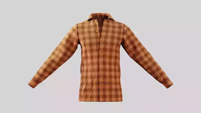 Male Shirt 01 Orange  Fannel Checkered