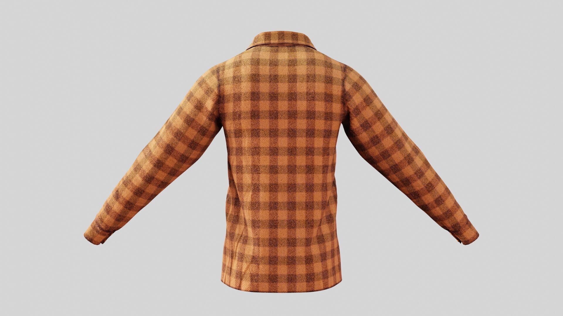 Male Shirt 01 Orange Fannel Checkered Low-poly 3D model_1