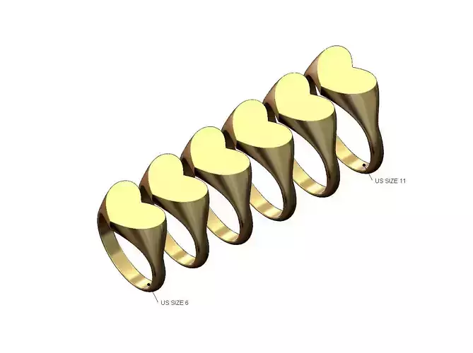 Elongated heart signet ring US sizes 6to11