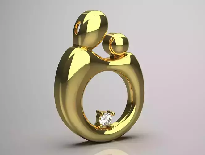 mom and baby gold stl 3dm pendant jp0023