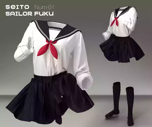 SEITO Sailor Fuku 3D School Uniform Outfit Num 01 3D model