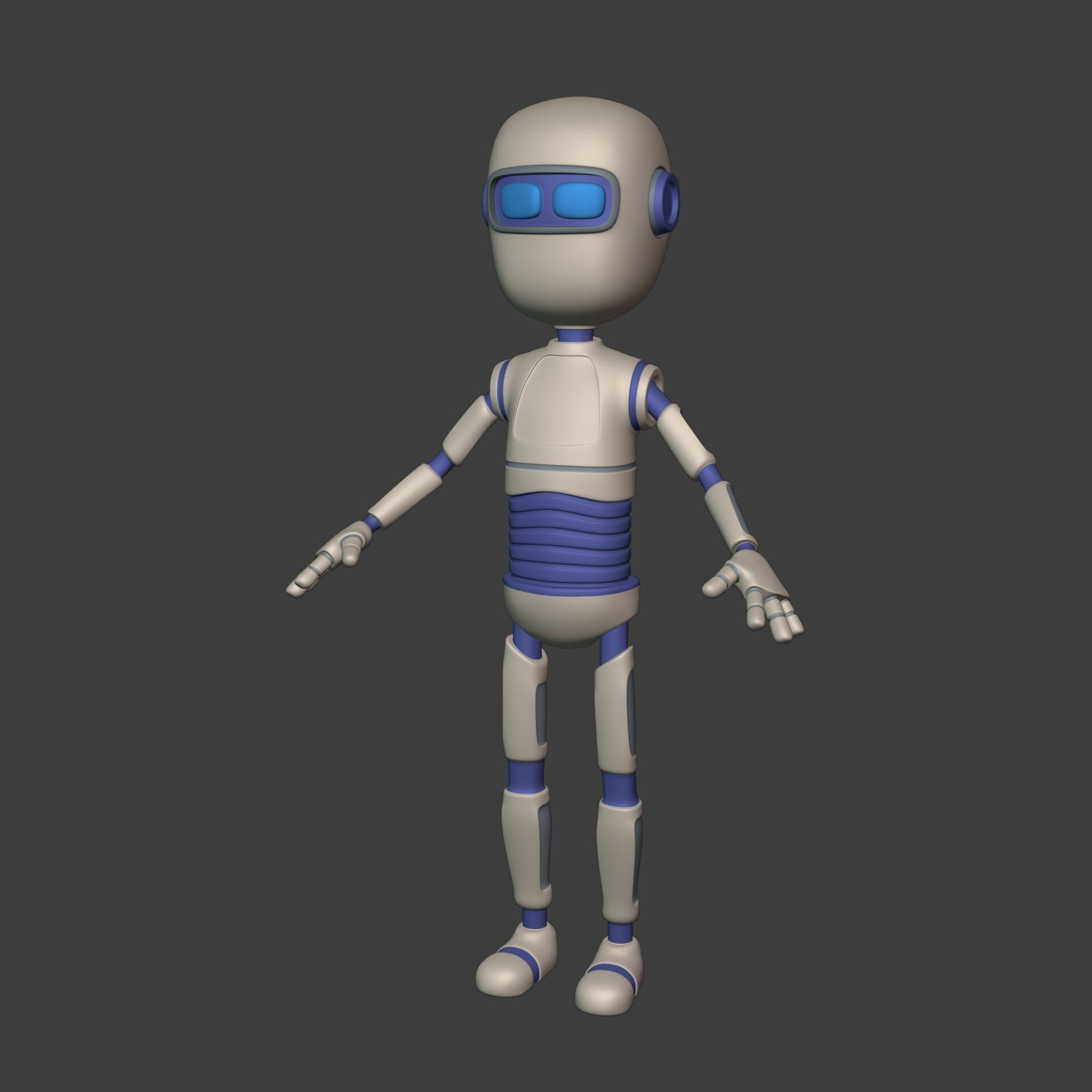 Cartoon Robot - Android - Humanoid Low-poly 3D model_1