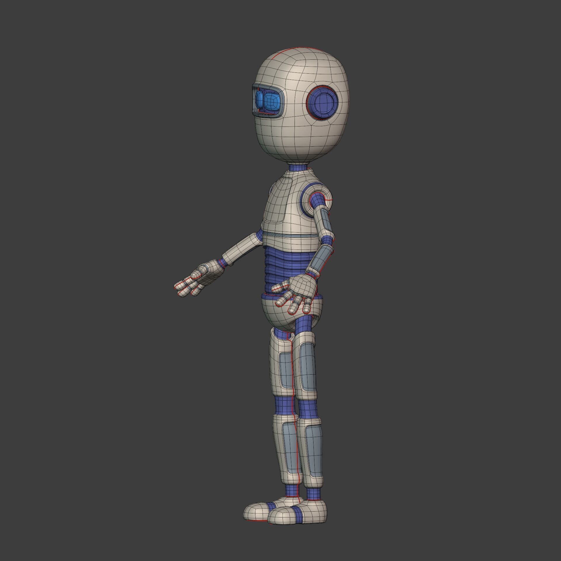 Cartoon Robot - Android - Humanoid Low-poly 3D model_6