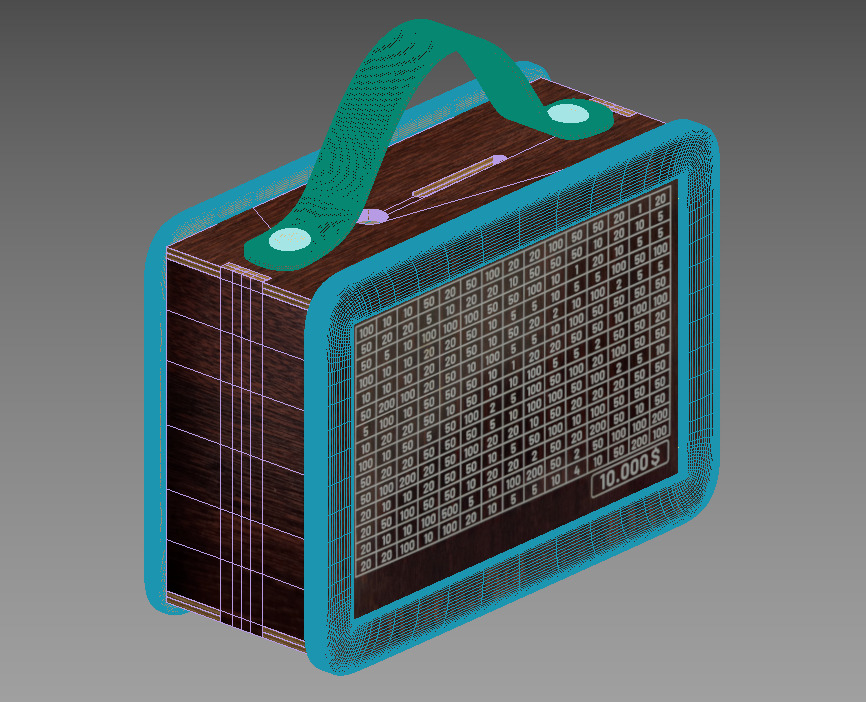 Wooden Money Box with Handle 3D model_5