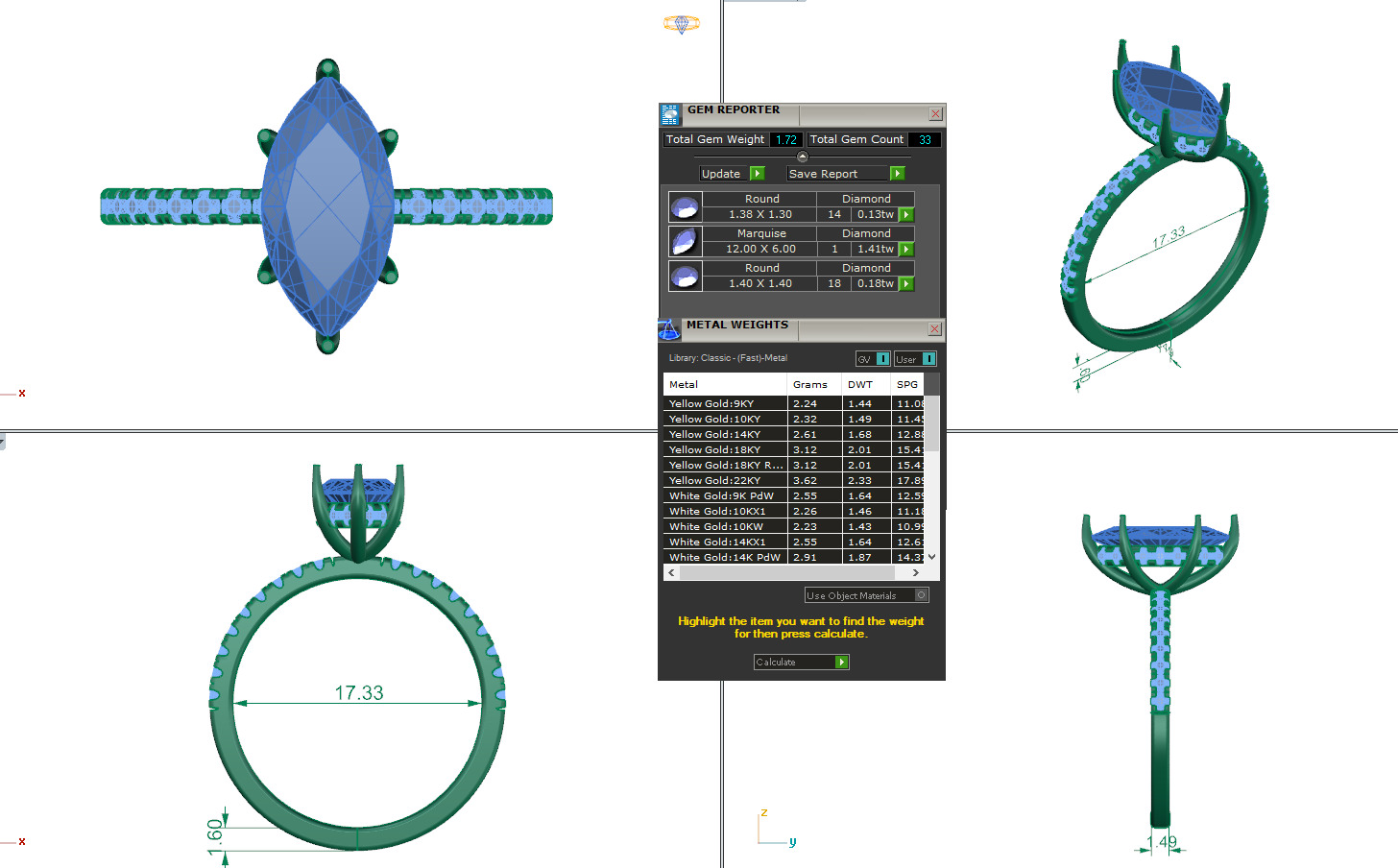 PEAR DIAMOND RING -CAD-006 3D print model_14