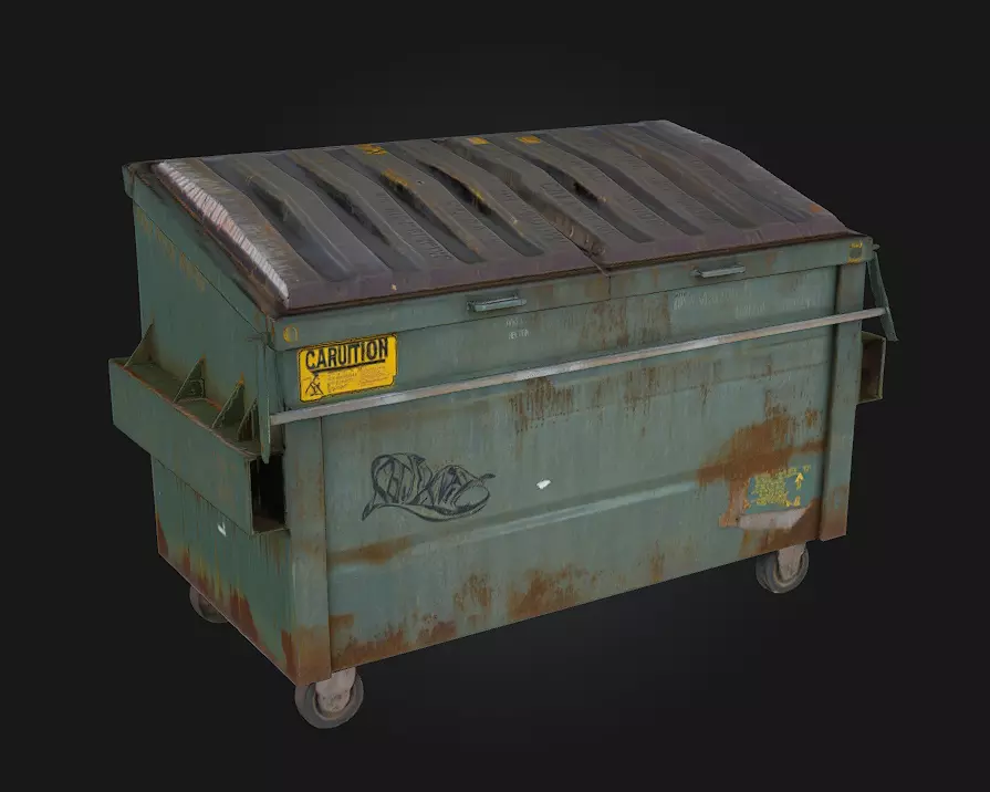 Rusty Green Dumpster Urban Decay in Grimy Detail 3D model