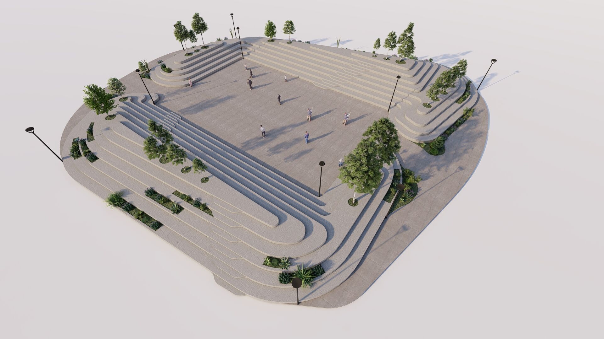 public park-Private Park Landscape Urban 3D model_5