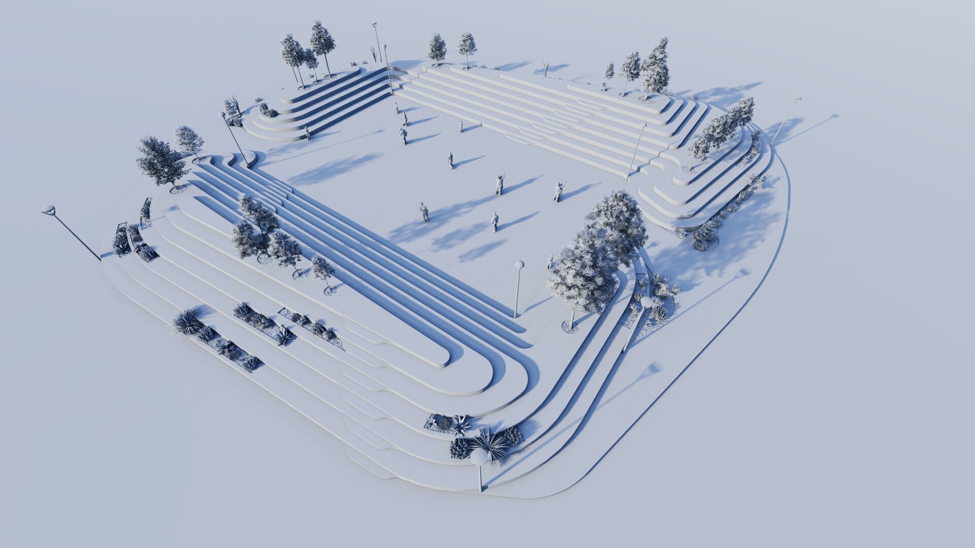 public park-Private Park Landscape Urban 3D model_11