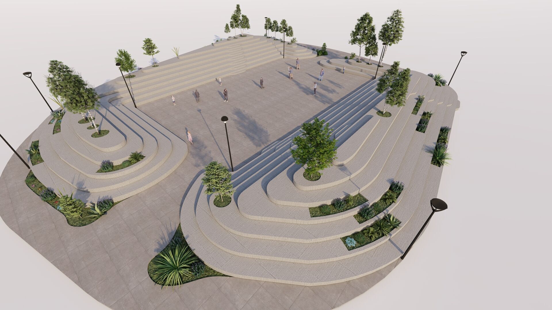 public park-Private Park Landscape Urban 3D model_14
