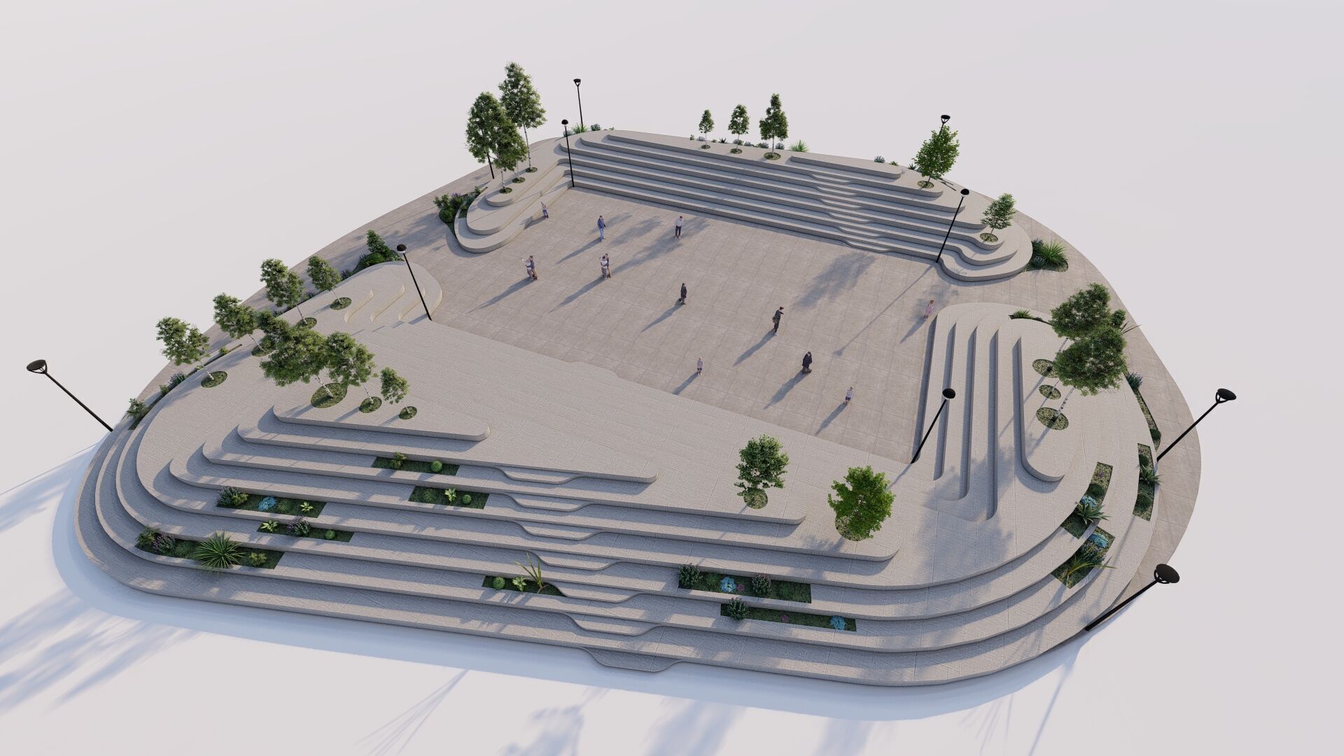 public park-Private Park Landscape Urban 3D model_3