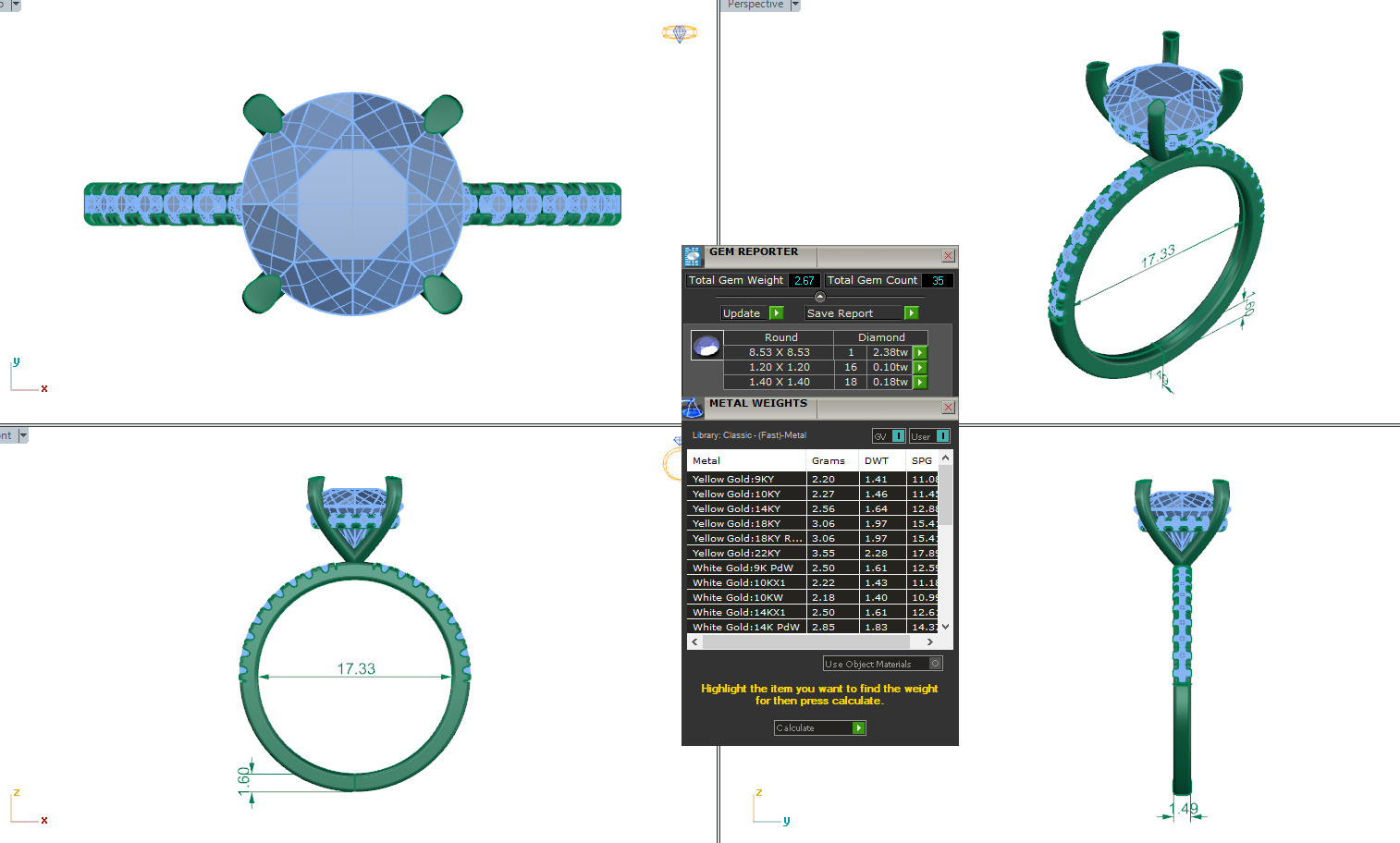 ROUND DIAMOND RING -CAD-005 3D print model_12