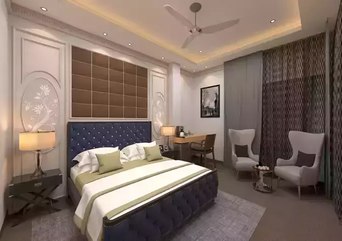 MODERN MASTER BEDROOM SKETCHUP VRAY SCENE DS0016