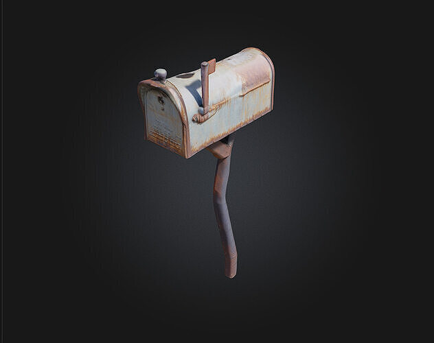 Rusty Mailbox  Silent Sentinel of Forgotten Messages 3D model 7