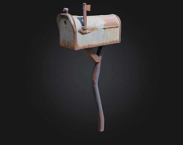 Rusty Mailbox  Silent Sentinel of Forgotten Messages 3D model 2