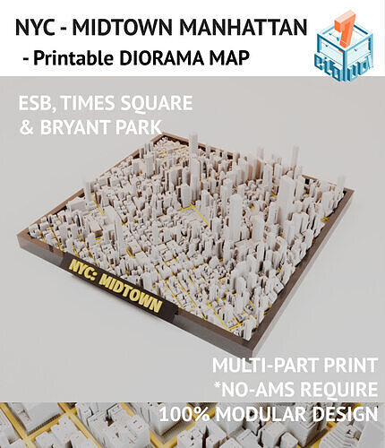 NYC Diorama Midtown Manhattan Diorma Map Modular  3D Printable 3D print model