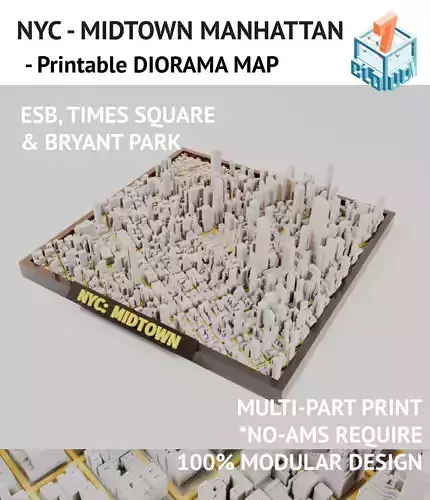 NYC Diorama Midtown Manhattan Diorma Map Modular  3D Printable