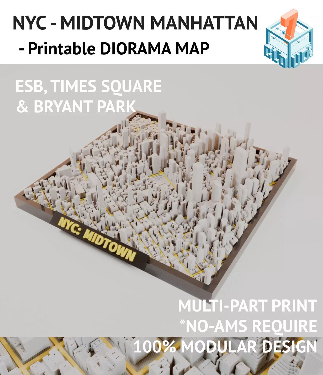 NYC Diorama Midtown Manhattan Diorma Map Modular 3D Printable 3D print model_0