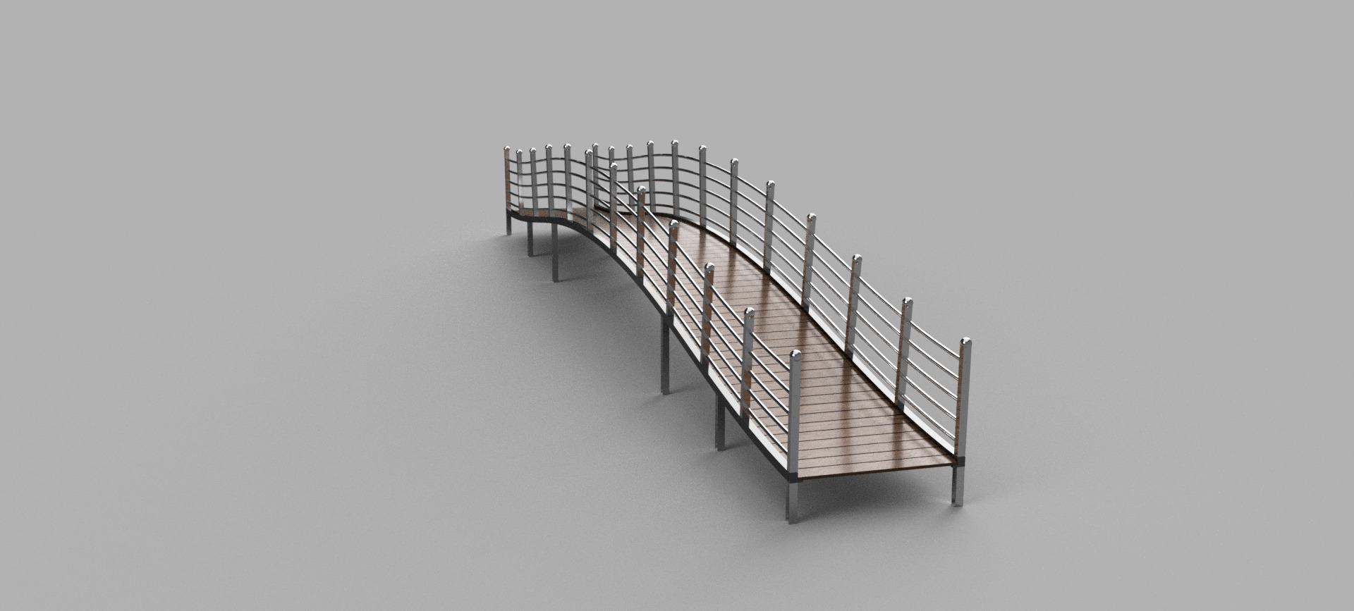 Curved Pedestrian Bridge 3D Model 3D print model_1