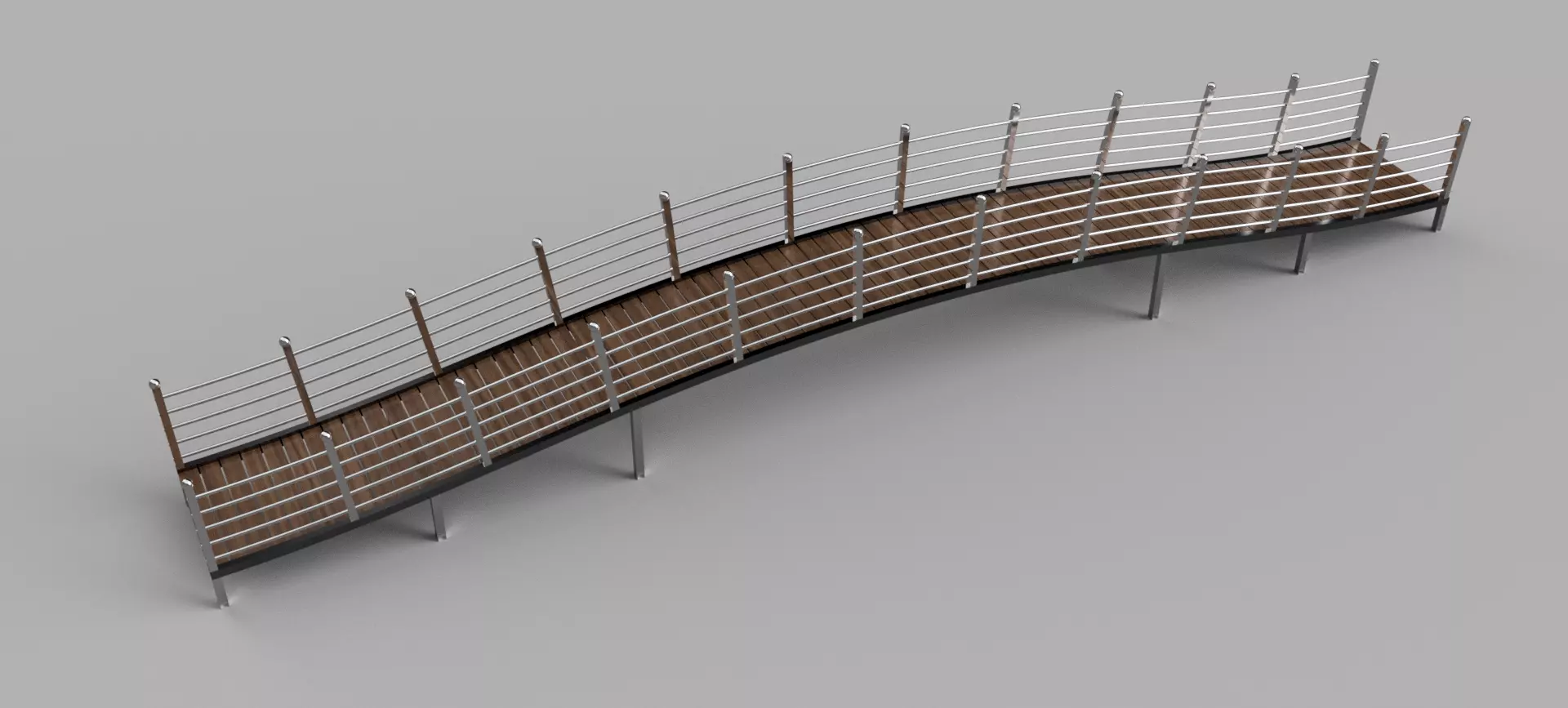Curved Pedestrian Bridge 3D Model 3D print model_0