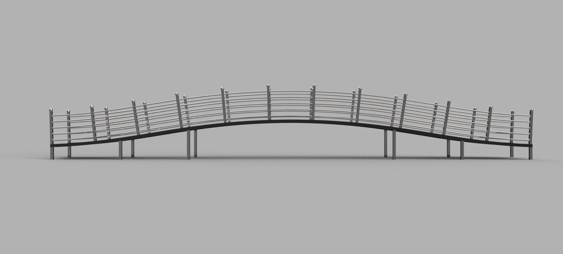 Curved Pedestrian Bridge 3D Model 3D print model_3