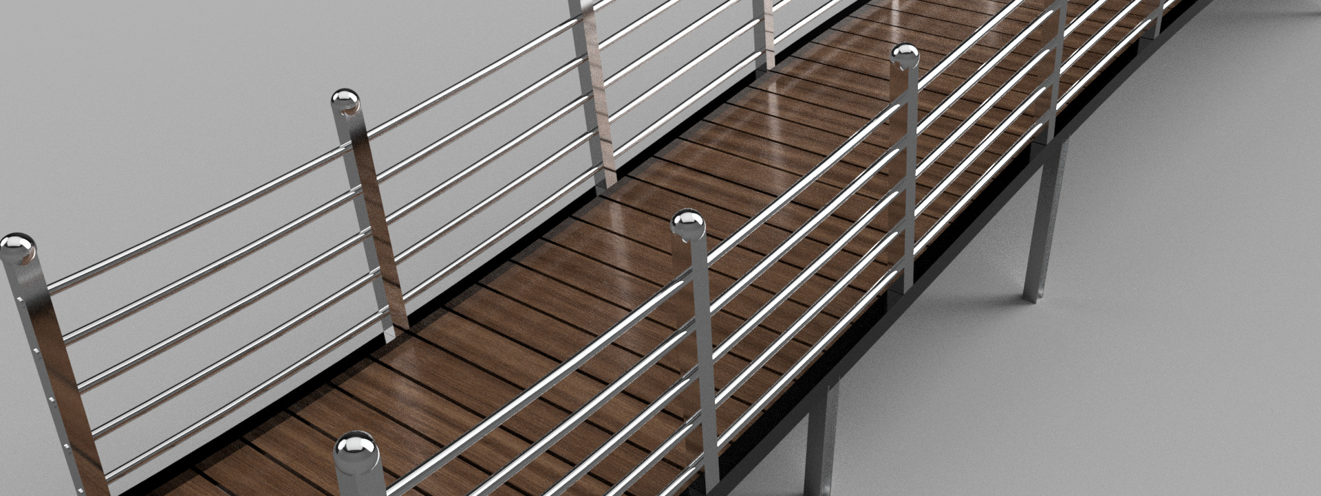 Curved Pedestrian Bridge 3D Model 3D print model_2