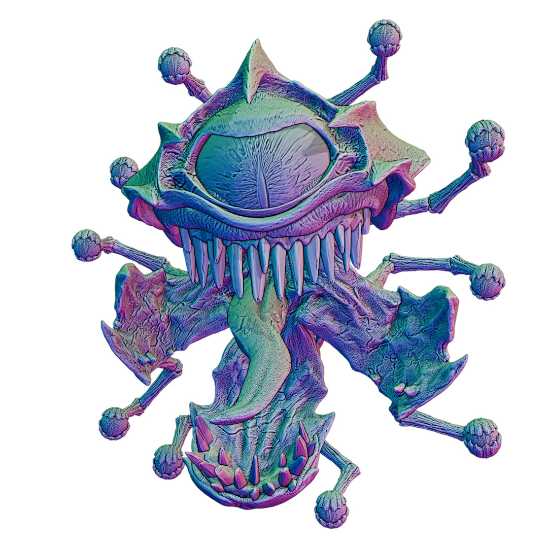 Grotesque Beholder - Monstrous Horror 3D Printable Miniature 3D print model_2