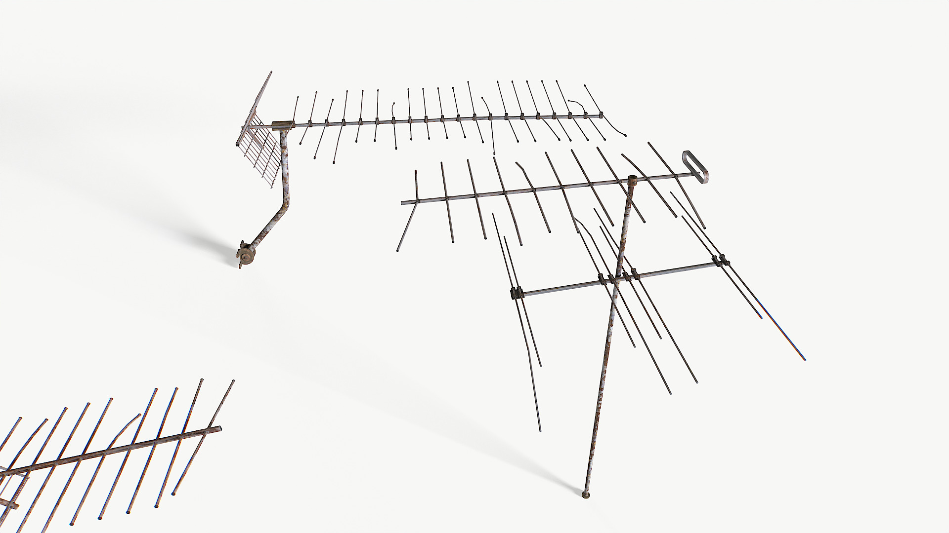 Rusty Old Tv antennas pack 2 Low-poly 3D model_5