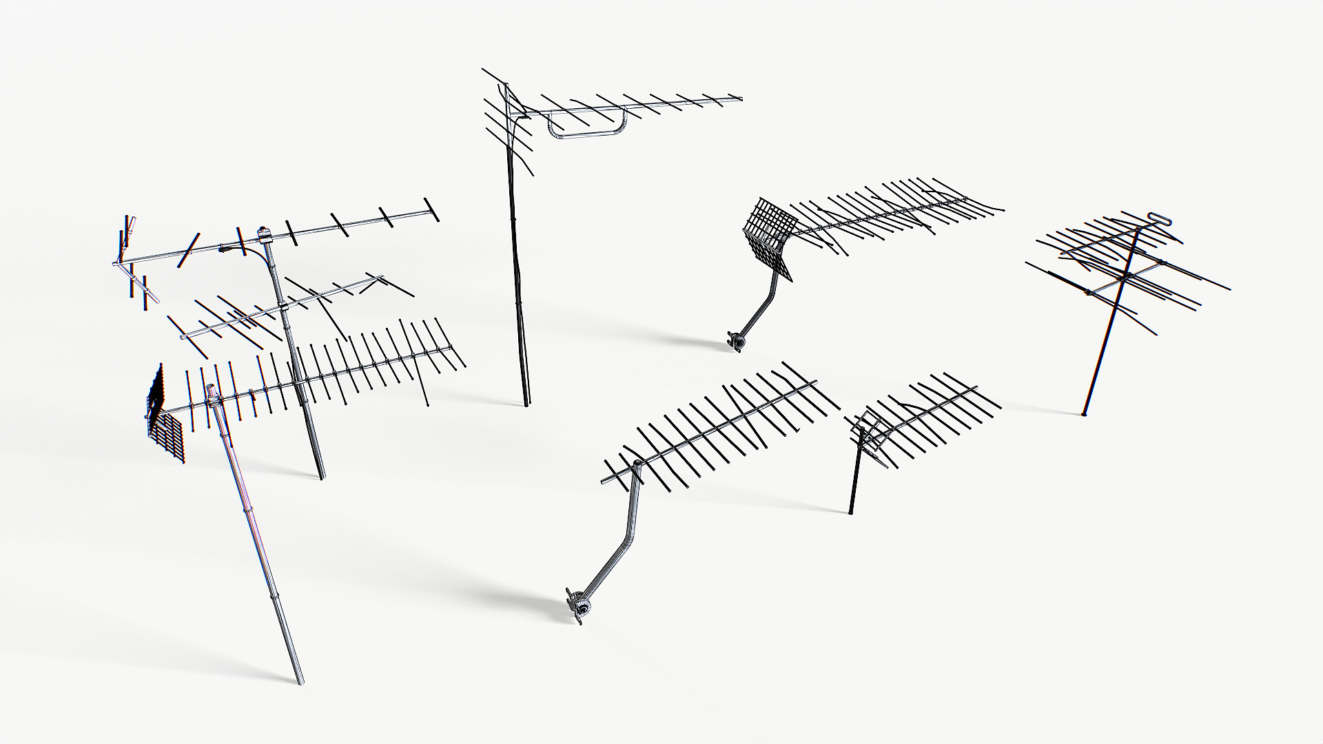 Rusty Old Tv antennas pack 2 Low-poly 3D model_8
