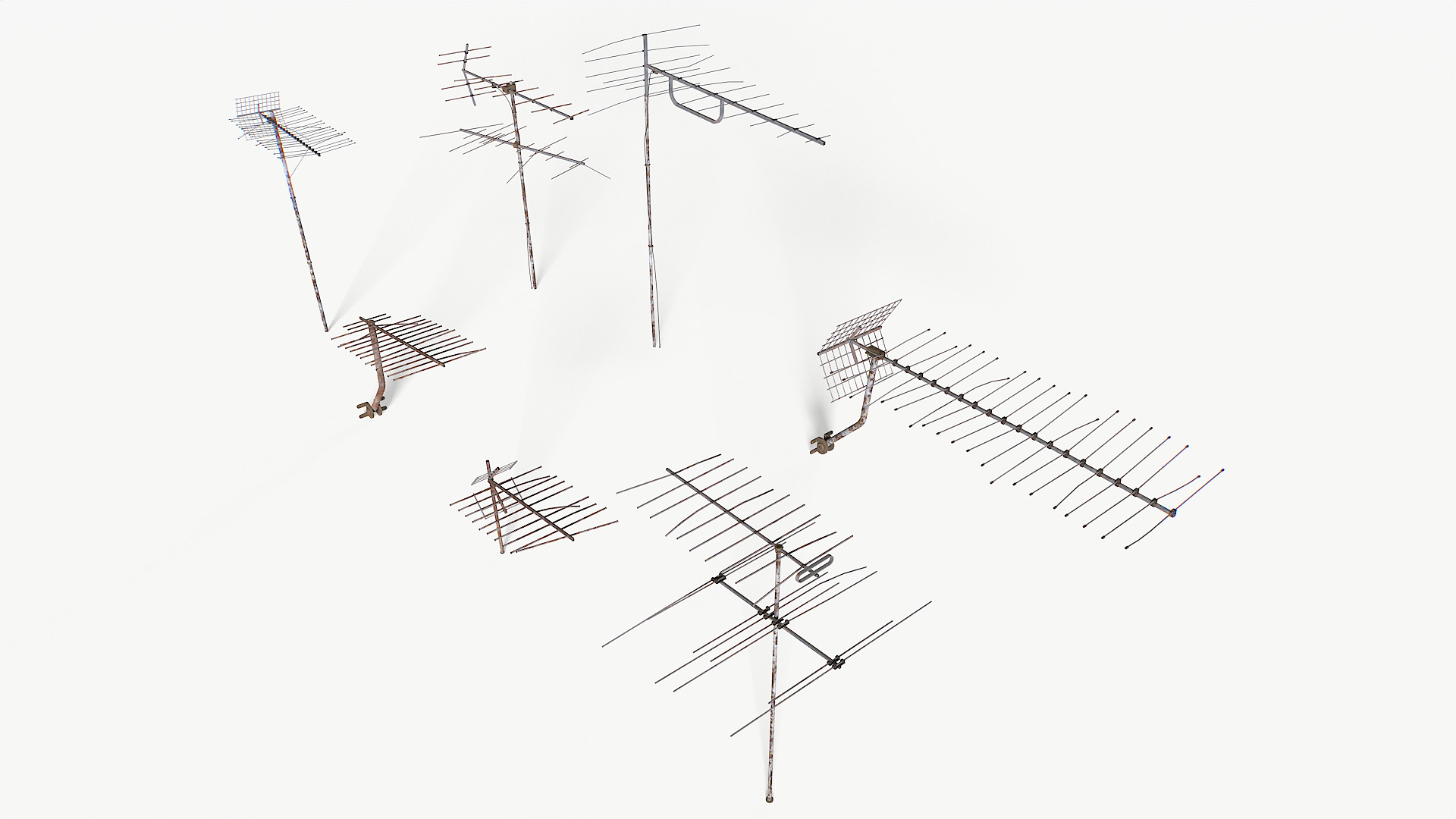 Rusty Old Tv antennas pack 2 Low-poly 3D model_7
